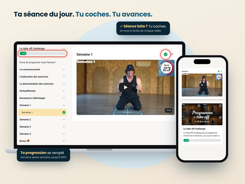 Le programme Take Off Training sur ordinateur et téléphone