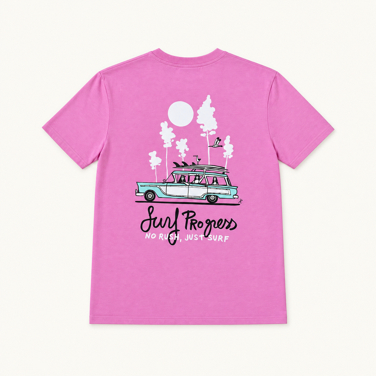 T-shirt Surf Progress Bubble Pink, vu de dos
