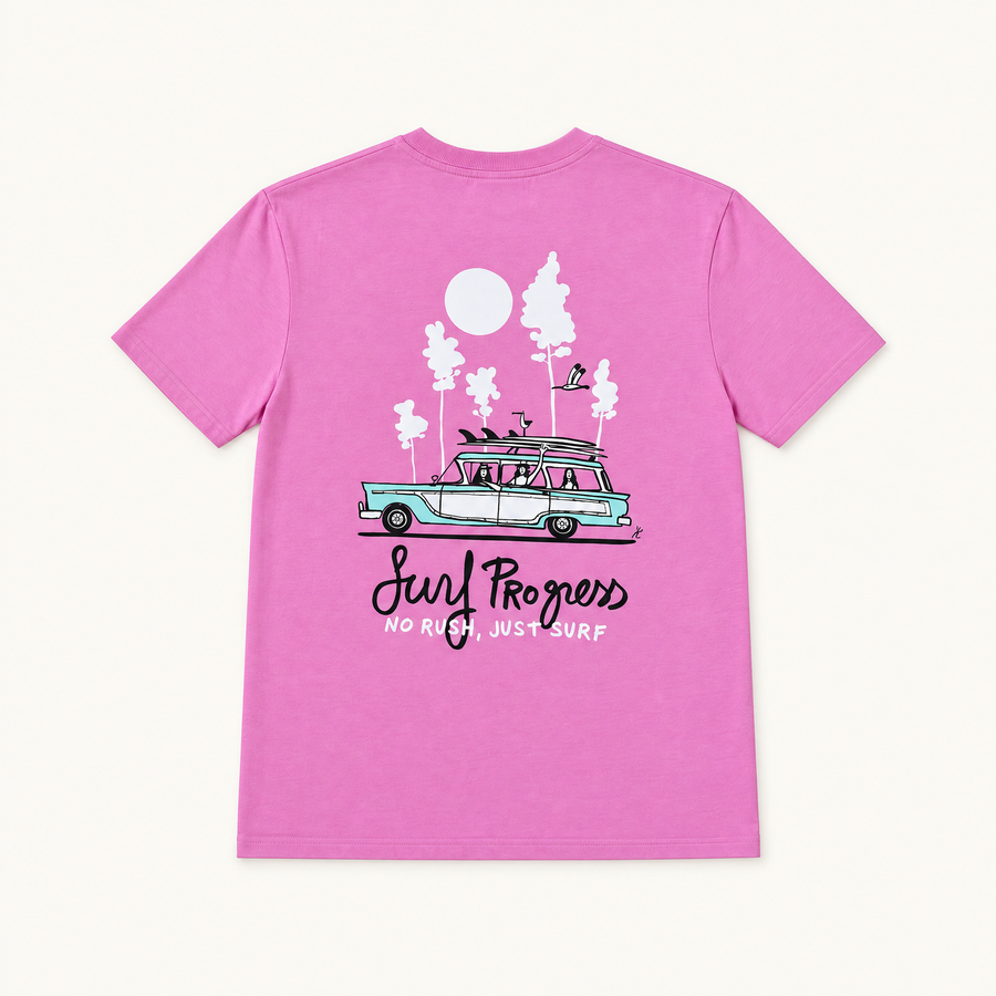 T-shirt Surf Progress Bubble Pink, vu de dos